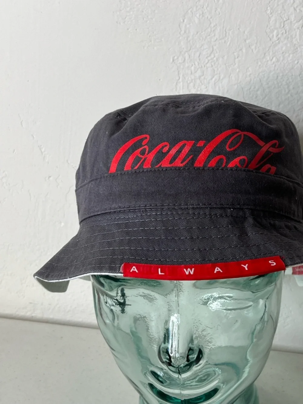 Coca Cola White Bucket Hat with Red Logo